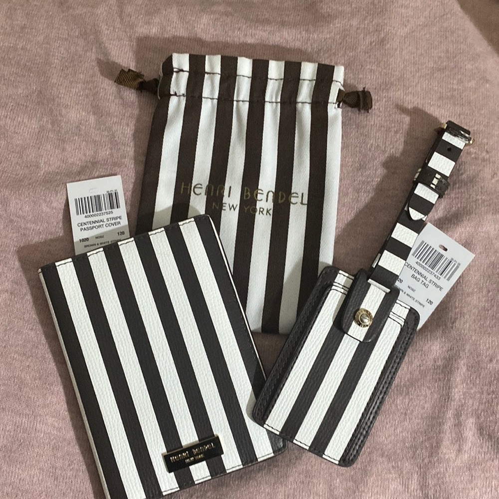 Henri Bendel Centennial Stripe Passport holder Tag not available